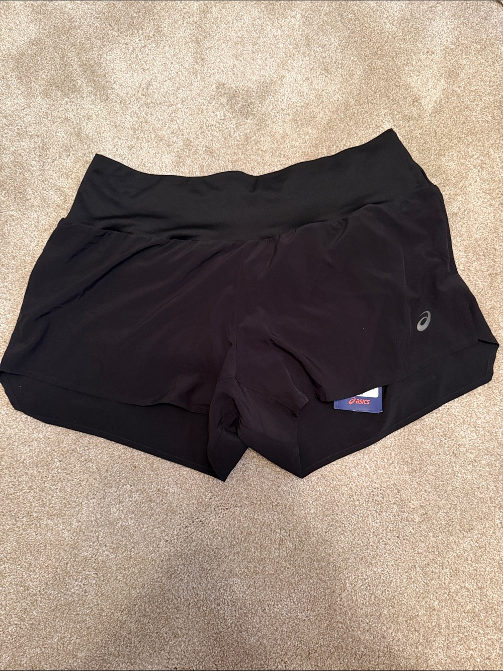 ASICS Black Women's 2-in-1 Athletic Shorts with Reflective Logo